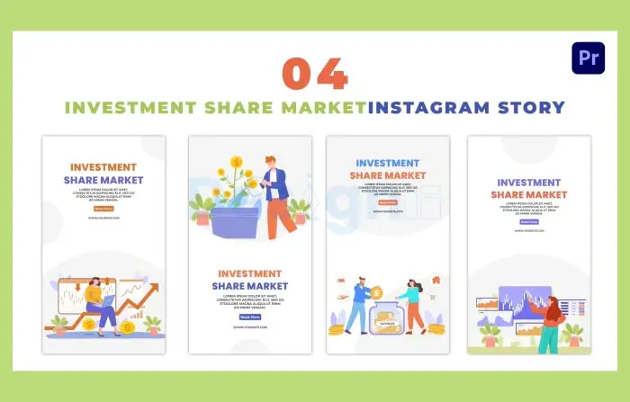 Creative Share Market Investment Flat Character Instagram Story